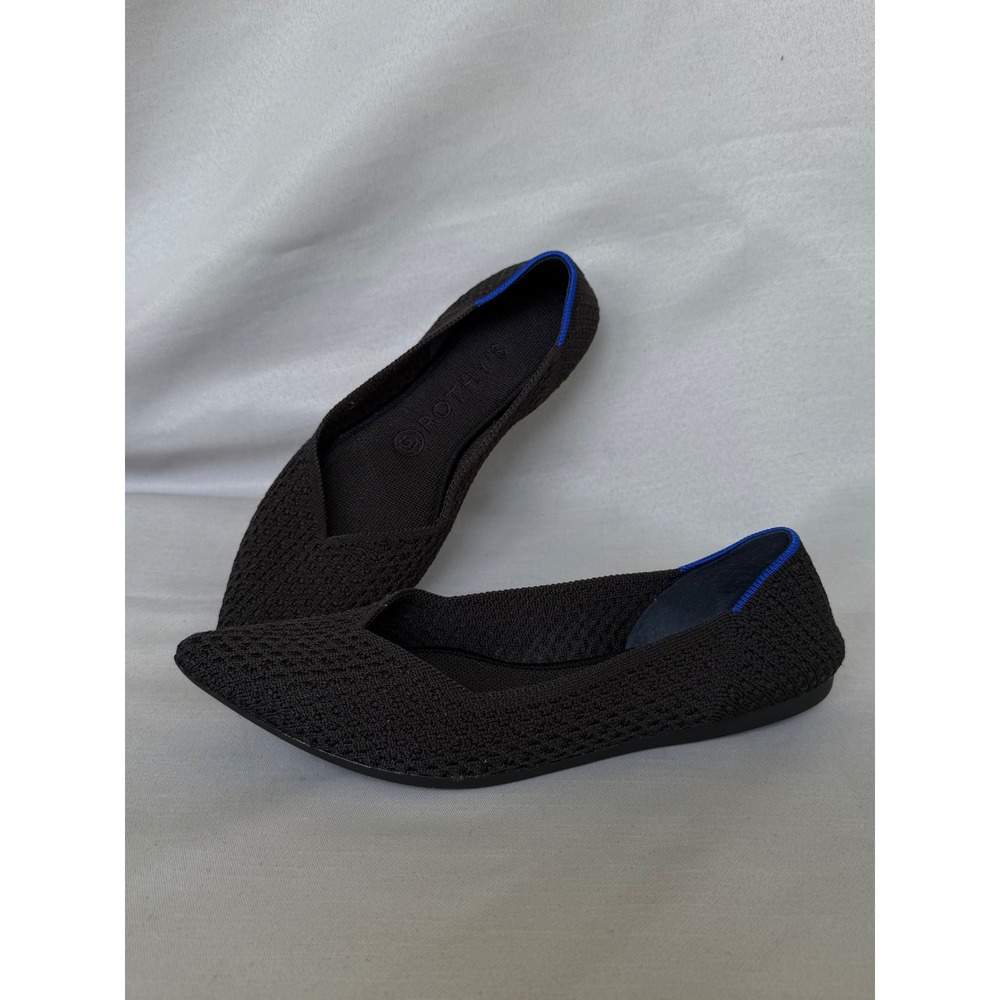 Rothys The Point Black Textured Knit Pointed Toe Flats Womens 8.5